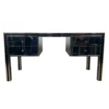 MID CENTURY SMOKED GLASS DESK, CIRCA 1970S