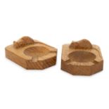 ROBERT 'MOUSEMAN' THOMPSON OF KILBURN, PAIR OF ADZED OAK ASHTRAYS