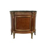 FRENCH KINGWOOD DEMI LUNE SINGLE DOOR CABINET, EARLY/MID 20TH CENTURY
