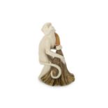 ROYAL WORCESTER PORCELAIN CANDLE SNUFFER, LATE 19TH CENTURY