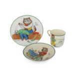 PARAGON TINKER TAILOR SERIES 'LOUIS WAIN' CUP, SAUCER AND PLATE TRIO, EARLY 20TH CENTURY