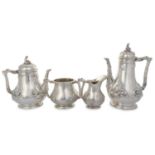 VICTORIAN SILVER FOUR PIECE TEA AND COFFEE SERVICE, MAKER JOHN WALTON, NEWCASTLE 1851
