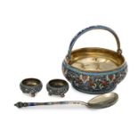 GROUP OF RUSSIAN ENAMELLED SILVER, LATE 19TH CENTURY