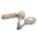 VICTORIA SILVER THREE PIECE SILVER DRESSING TABLE SET, MAKER JAMES CHESTERMAN & CO, SHEFFIELD 1900