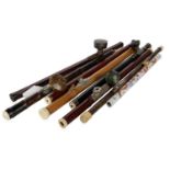 CHINESE LACQUERED BAMBOO OPIUM PIPE, EARLY 20TH CENTURY, AND OTHER PIPES