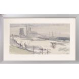 * DRUIE BOWETT (BRITISH 1924 - 1998), INDUSTRIAL LANDSCAPE AND COOLING TOWERS