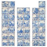 Thirty nine Dutch Delftware biblical tiles, 18th c, painted with scenes from the Old and New