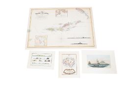 A collection of twelve assorted reproduction antique coloured maps and engravings of the Caribbean.