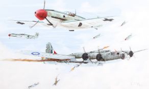 H Crain, oil on board, military aircraft. Signed and dated 'H.