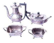 A silverplated tea service.