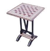 A contemporary Anglo-Indian style chess board on a stand.