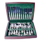 A canteen of silverplated King's pattern cutlery.