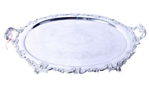 A silverplated twin-handled tray.