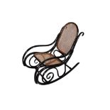 A Thonet style mid-century bentwood rocking chair. With cane work back and seat, H88cm (AF).