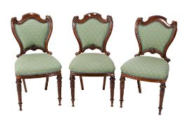 A set of three Victorian rosewood parlour chairs.