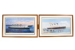 Simon Fisher (20th century), two signed limited edition prints of steam ocean liners.