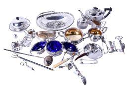A collection of assorted silverplated items.