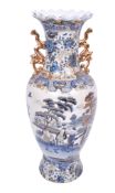 A 20th century Asian style twin-handled vase.