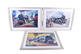 Roland Davies (1904-1993), three painted railway book or magazine illustrations.