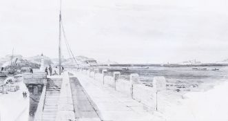 John Fulleylove (1845-1908), watercolour of a sea wall.