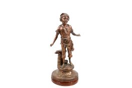 After Ernest Rancoulet (1842-1918), reproduction bronze figure of a blacksmith`s boy.