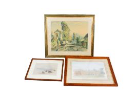 Three assorted prints including an Egyptian scene and landscape.