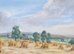 Michael Long (20th Century) - The Mendip Hills Farm nr Glastonbury, gouche on paper.