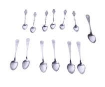 A small group of Georgian and later silver teaspoons including an Irish example.