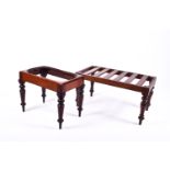 A vintage mahogany luggage rack and commode. Both on turned supports. Commode missing it's pan.