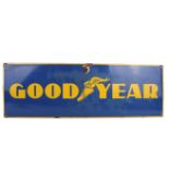 Goodyear blue and yellow enamel advertising sign. Bengal Enamel. 91cm x 30.