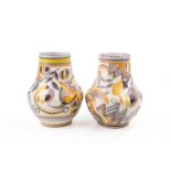 Two Art Deco Poole Pottery vases with YE pattern.