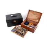 A quantity of costume jewellery and a black jewellery box.