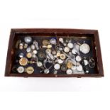 A large collection of nickel cased pocket watches, wristwatches, compass.