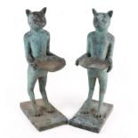A pair of Diego Giacometti style cats 'chat matrie d'hotel'.