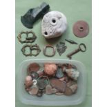 A collection of mostly excavated artefacts.