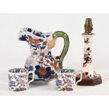 A Masons Mandalay table lamp, height 25 cm, together with similar patterned snake handled jug height