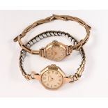 Two ladies 9 ct gold cased wristwatches, London 1974 maker Vertex & Garrard circa 1965.