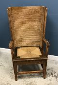 A circa 1900 Orkney straw backed chair by David Munro Kirkness of Kirkwall,