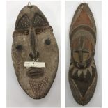 A Maprik East Sepik mask decorated with ochre, terracotta and white paint work,