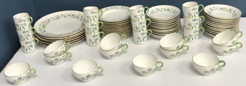 A Victorian Copeland part tea and coffee service with pink and blue forget-me-not relief work
