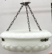 A white glass early 20th Century plafonnier style ceiling light, approx.