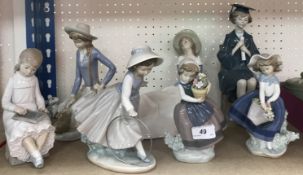 A collection of Spanish porcelain figures including Lladro figure of a 