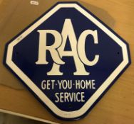 A modern reproduction blue and white enamelled sign inscribed 