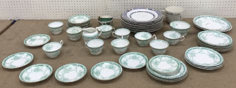 A box containing a transfer decorated Moselle part tea set,