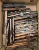 A box of nineteen various vintage moulding planes