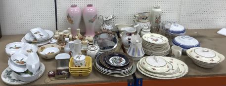 Four boxes of assorted decorative china wares to include transfer decorated jugs etc,