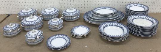 A collection of blue and gilt decorated Losol Ware 