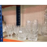 A part suite of Stuart crystal pineapple cut drinking glasses comprising five red wines,