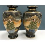 A pair of Meiji Period Satsuma vases wit