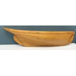 A carved wooden boat half block hull model inscribed "Jolie Brise Paumelle Le Havre 1913 Peter Ward